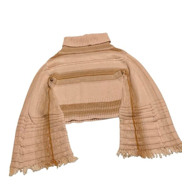 Free People boho jamgirl pumpkinpatch bellsleeve w fringe cropped Sweater XS - Picture 14 of 16